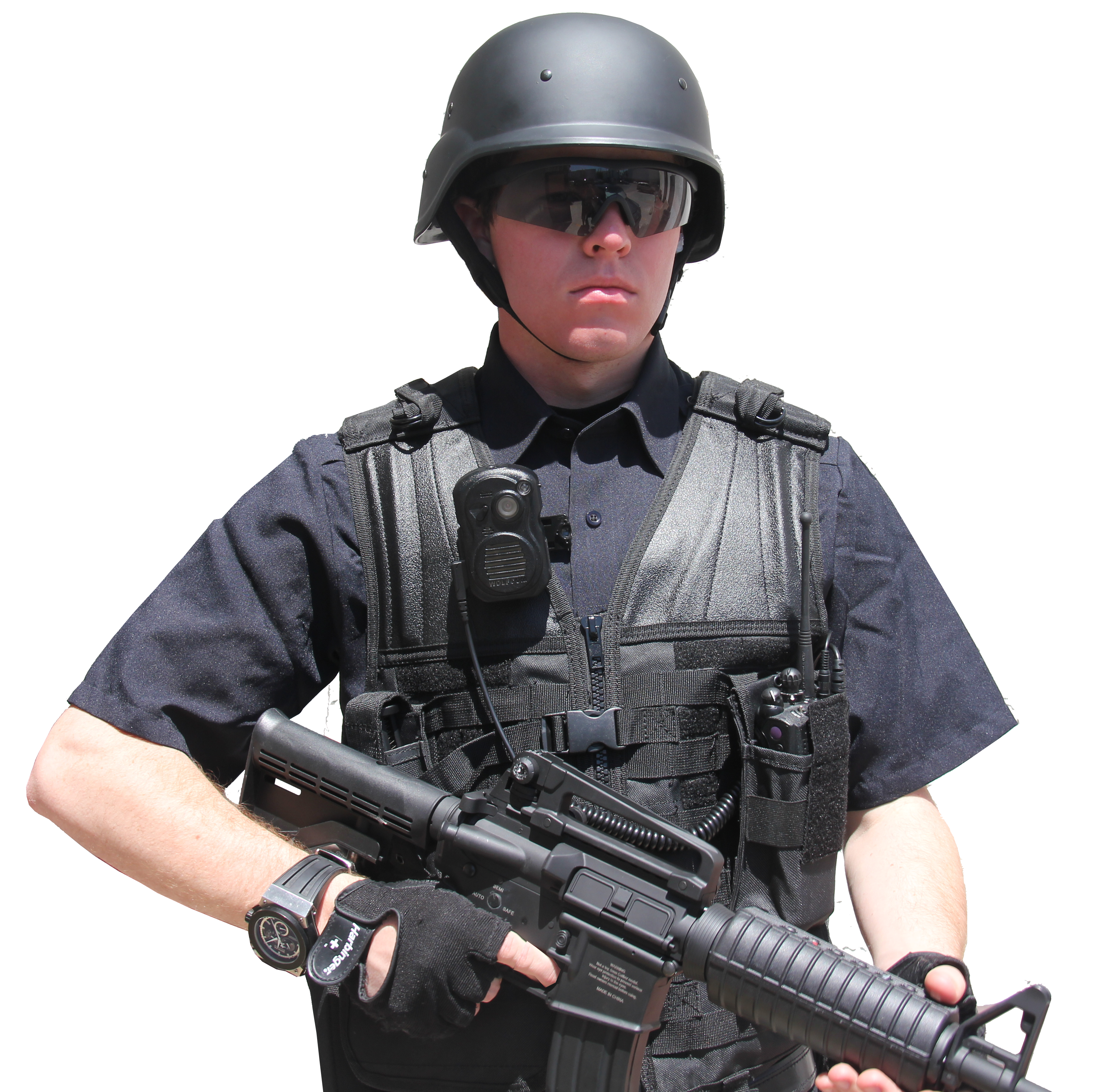 Swat officer with body camera.