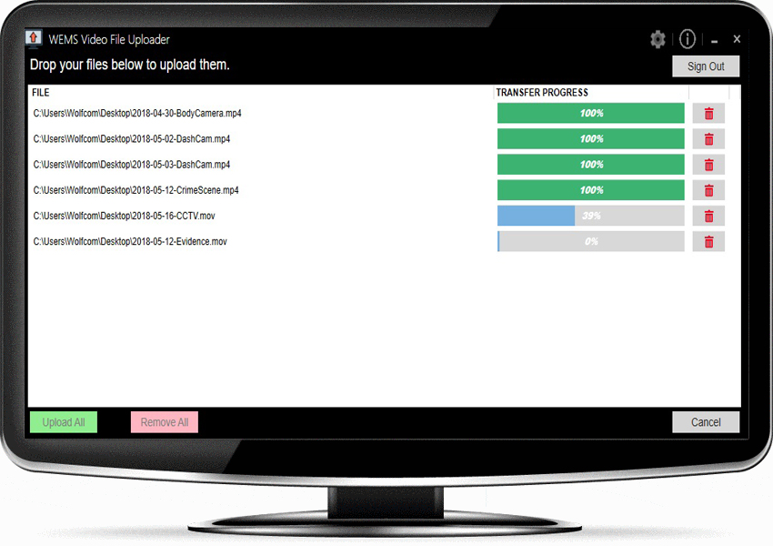 Body camera video uploader for police.