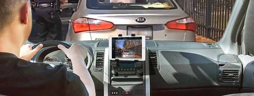 the wolfcom mini mdvr in-car video system connects to a mobile device