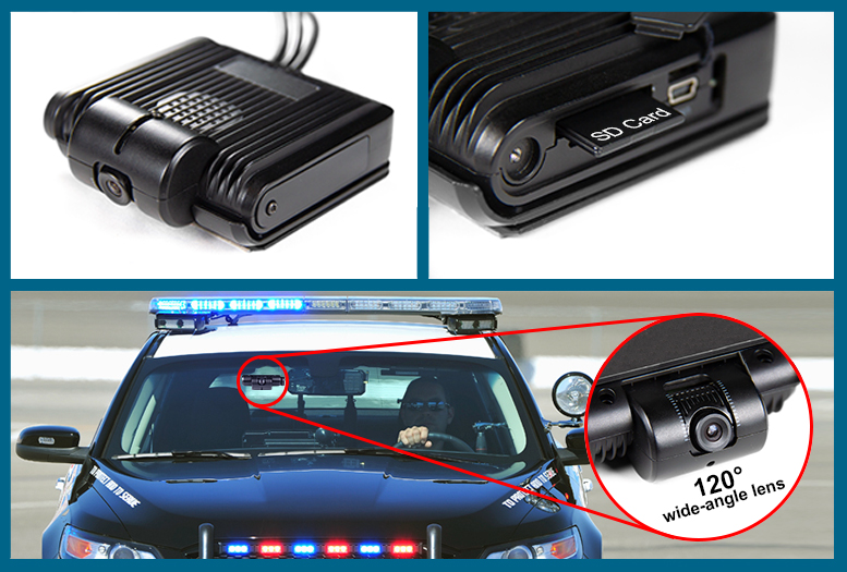 wolfcom mini mdvr in-car camera system mounted on windshield